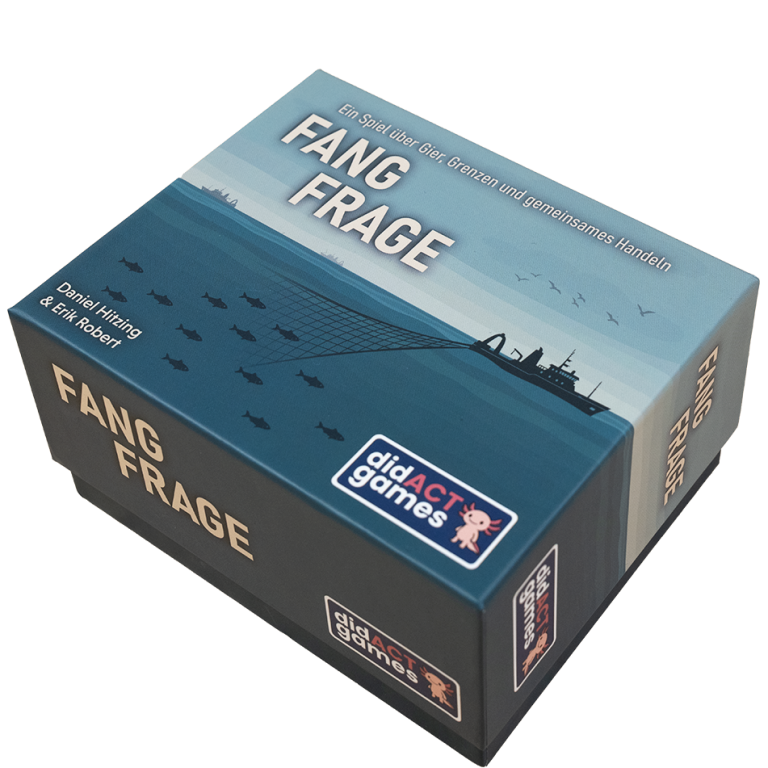 Brettspiel mit dem Titel „FangFrage“ zum Thema Nachhaltigkeit