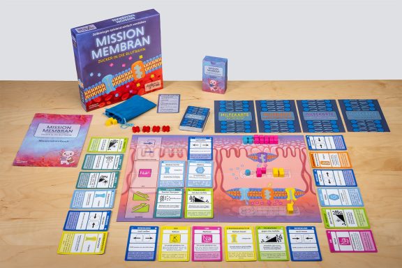 Spielaufbau Aufgebautes Brettspiel Mission Membran